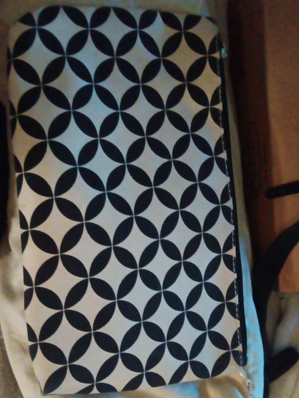 Soho Black and White Geometric Accent Cosmetic Bag